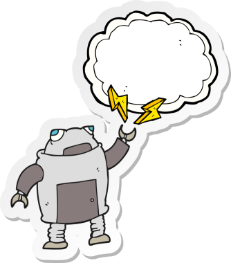 Bir insan tarafından çizilmiş robot karikatür çıkartması.