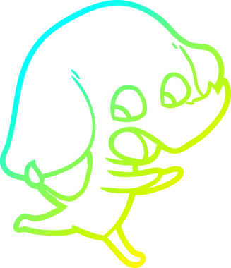 Bir insan tarafından çizilmiş şirin bir filin soğuk gradyan çizgisi