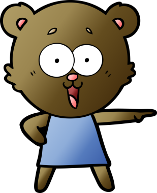 Bir insan tarafından çizilmiş gülen oyuncak ayı çizgi filmi.