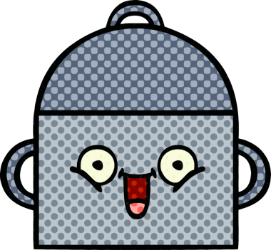 Bir insan tarafından çizilmiş yemek tenceresinin çizgi romanı.