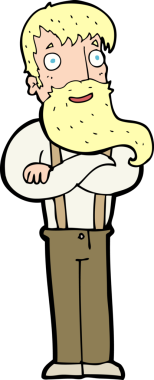 Karikatür sakallı hippi bir insan tarafından çizilmiş.