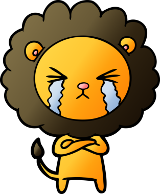 Bir insan tarafından çizilmiş ağlayan bir aslan.