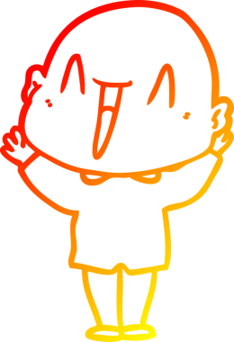 Bir insan tarafından çizilmiş mutlu, kel bir adamın sıcak çizgi çizimi.