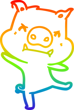 Bir insan tarafından çizilmiş kızgın çizgi film domuzu çizimi.