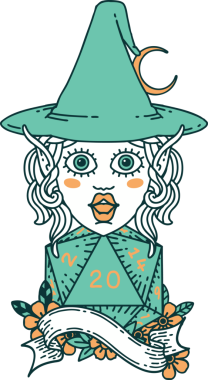 Retro Dövme Biçimli elf karakteri Bir insan tarafından çizilmiş doğal yirmi zar atışıyla