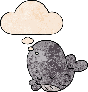 Bir insan tarafından çizilmiş grunge desenli düşünce balinası.