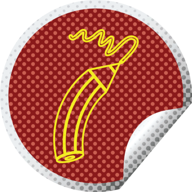 Bir insan tarafından çizilmiş dairesel kabuk soyma etiketi.