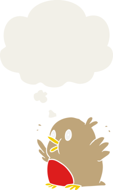 çizgi film Robin 'i bir insan tarafından çizilmiş düşünce baloncuğuyla heyecanlandırdı.