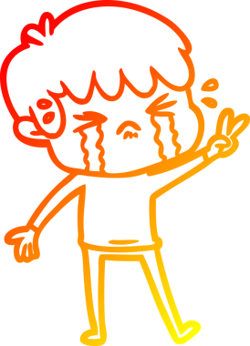 Bir insan tarafından çizilmiş, ağlayan bir çizgi film çocuğu çizimi.