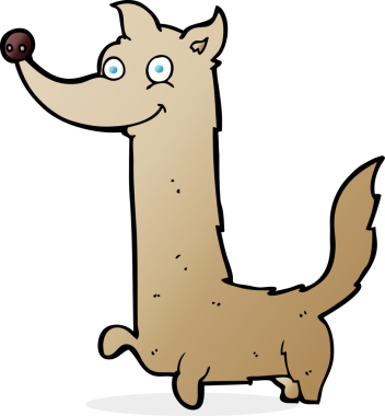 Bir insan tarafından çizilmiş mutlu bir köpek.