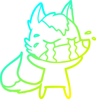 Bir insan tarafından çizilmiş ağlayan kurdun soğuk çizgi çizimi.