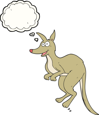 Bir insan tarafından çizilmiş serbest çizim balon karikatür kanguru