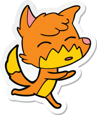 Bir insan tarafından çizilmiş bir tilkinin çıkartması.