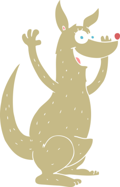 Bir insan tarafından çizilen düz renkli kanguru çizimi