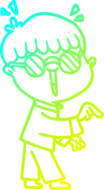 Bir insan tarafından çizilmiş gözlük takan çizgi film çocuğu çizimi.