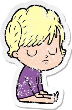 Bir insan tarafından çizilmiş karikatür bir kadının sıkıntılı çıkartması.