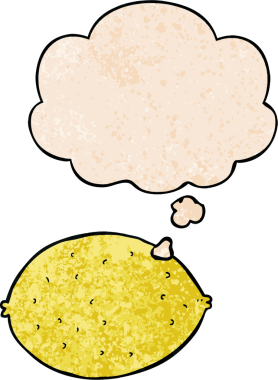 Düşünce baloncuklu çizgi film limonu. Bir insan tarafından çizilmiş grunge desen tarzı.