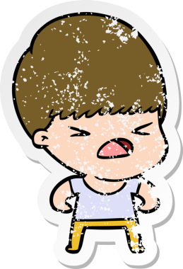 Bir insan tarafından çizilmiş stresli bir çizgi film çıkartması.