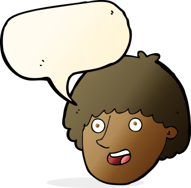 Bir insan tarafından çizilmiş konuşma baloncuğu olan mutlu erkek yüzü.