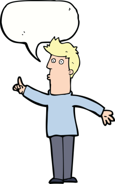 Çizgi filmci bir insan tarafından çizilmiş bir konuşma balonuyla ihtiyatlı olmayı tavsiye ediyor.