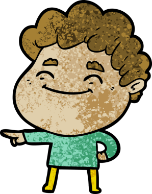 Bir insan tarafından çizilmiş çizgi film dostu bir adam.