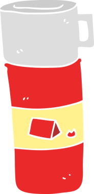 Bir insan tarafından çizilmiş kamp matarasının düz renk çizimi