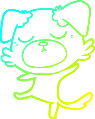 Bir insan tarafından çizilmiş şirin bir çizgi köpeğin soğuk gradyan çizgisi.