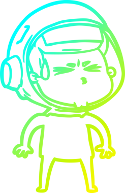 Bir insan tarafından çizilen soğuk gradyan çizgi çizimi stresli astronot