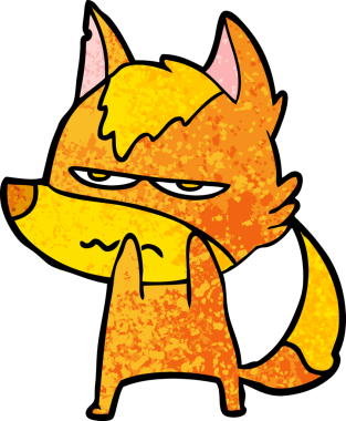 Bir insan tarafından çizilmiş kızgın tilki çizgi film karakteri