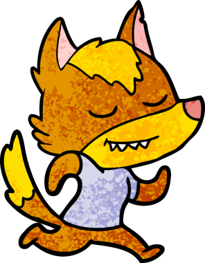 Bir insan tarafından çizilmiş tilki çizgi film karakteri