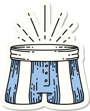 Bir insan tarafından çizilmiş dövme stili şort çıkartması.