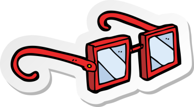 Bir insan tarafından çizilmiş çizgi film gözlüğünün çıkartması.