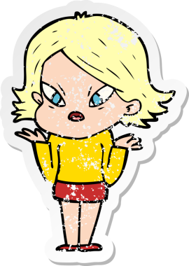 Bir insan tarafından çizilmiş stresli bir karikatür çıkartması.