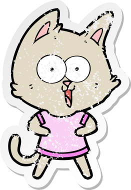 Bir insan tarafından çizilmiş komik bir çizgi film kedisinin sıkıntılı çıkartması.