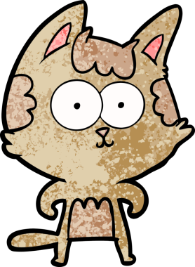 Bir insan tarafından çizilmiş mutlu çizgi film kedisi.