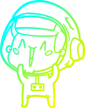 Bir insan tarafından çizilmiş mutlu bir astronotun soğuk gradyan çizimi.