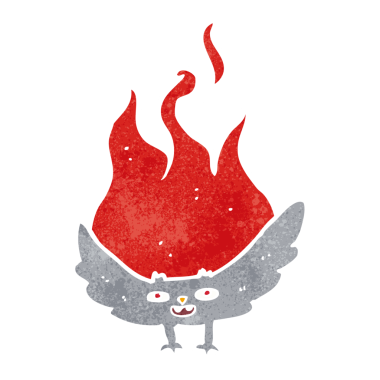 Bir insan tarafından çizilmiş alevli cadılar bayramı yarasası çizgi filmi