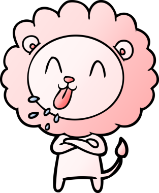 Bir insan tarafından çizilmiş mutlu çizgi film aslanı.