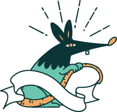 Bir insan tarafından çizilmiş dövmeli, sinsi bir fare.