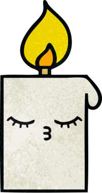 Bir insan tarafından çizilmiş yanan bir mumun retro grunge desen karikatürü