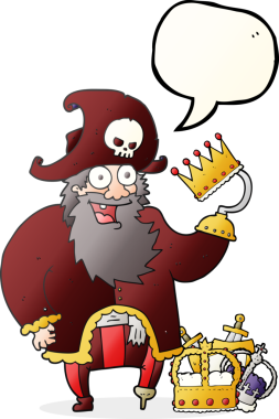 Bir insan tarafından çizilmiş serbest konuşma balonu karikatürü korsan kaptan