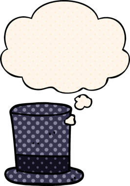 Bir insan tarafından çizilmiş, düşünce baloncuklu çizgi roman şapkası.