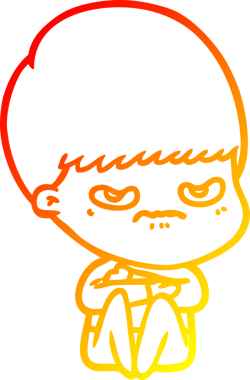 Bir insan tarafından çizilmiş kızgın bir çocuğun sıcak çizgi çizimi.