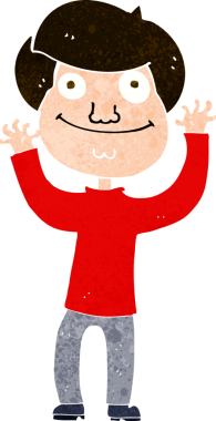 Bir insan tarafından çizilmiş mutlu çocuk çizgi filmi.