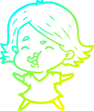 Bir insan tarafından çizilmiş bir karikatür kızı çizimi.