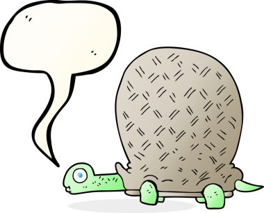 Bir insan tarafından çizilmiş serbest konuşma balonu karikatür kaplumbağası.