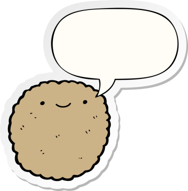 Bir insan tarafından çizilmiş konuşma balonu çıkartmalı çizgi film bisküvisi.