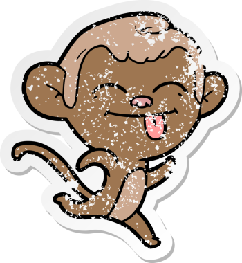 Bir insan tarafından çizilmiş komik bir maymunun sıkıntılı çıkartması.