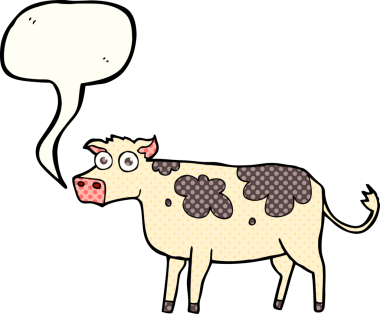 Bir insan tarafından çizilmiş serbest çizilmiş çizgi roman konuşma balonu ineği.