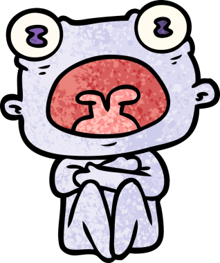 Bir insan tarafından çizilmiş garip bir uzaylı çizgi filmi.